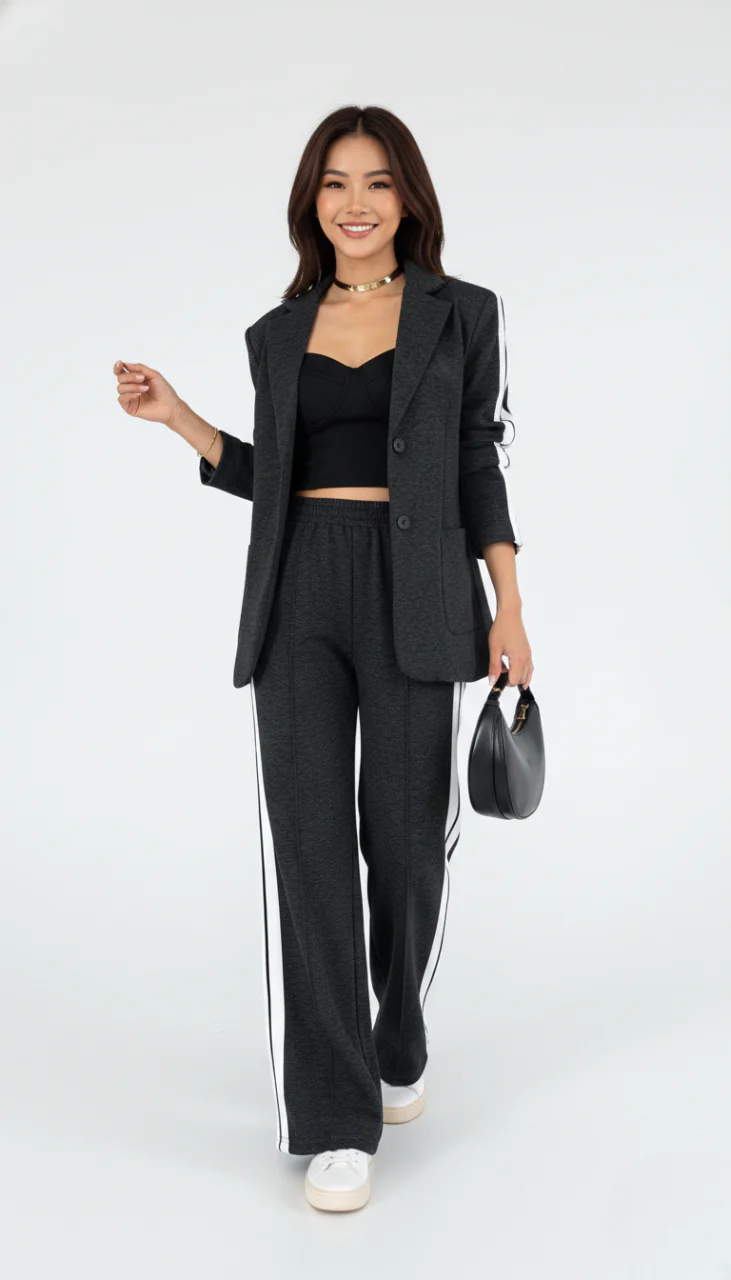 Aila Women's Athleisure Set Emora Nova – Comfortable Striped Tracksuit in Blended Cotton - Image 4