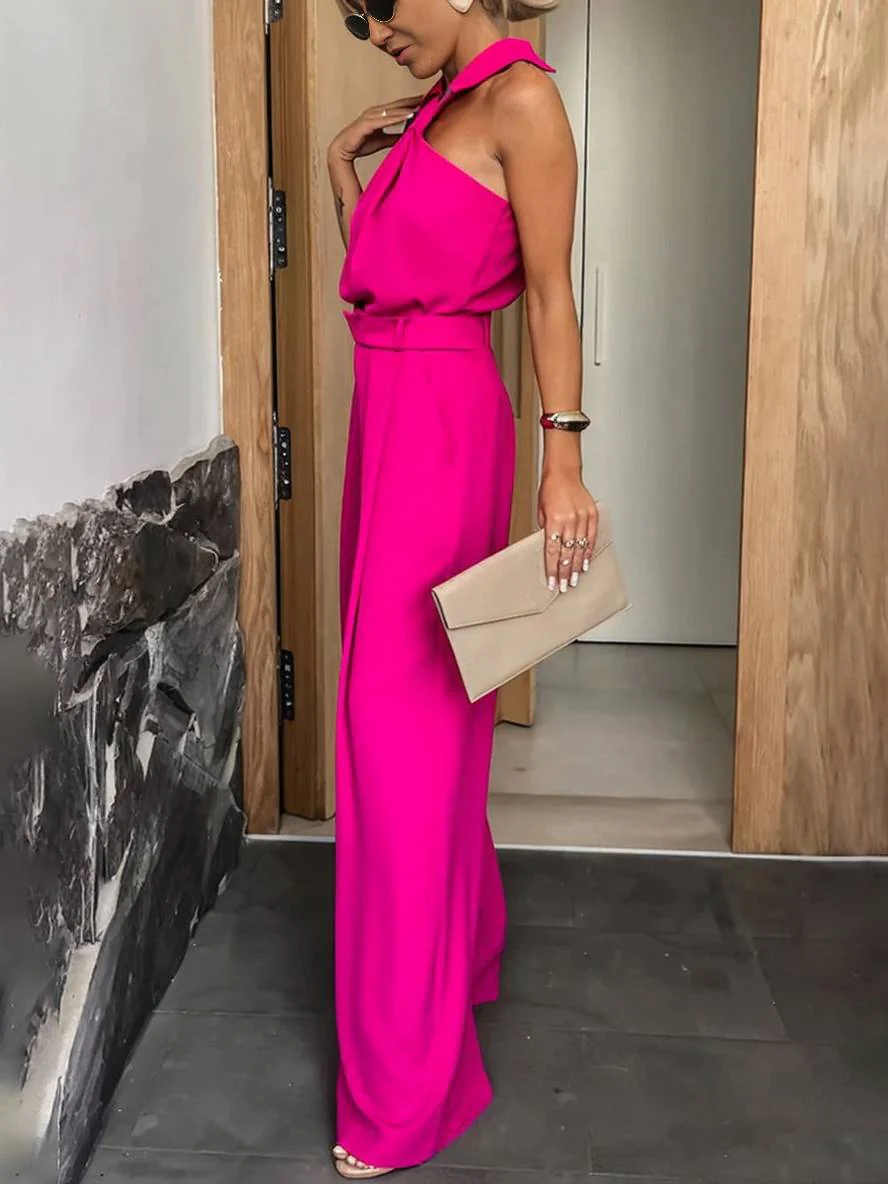 Aliya Women's Jumpsuit – Loose Sleeveless Jumpsuit with Shirt Collar, Cutouts & Pockets - Image 12