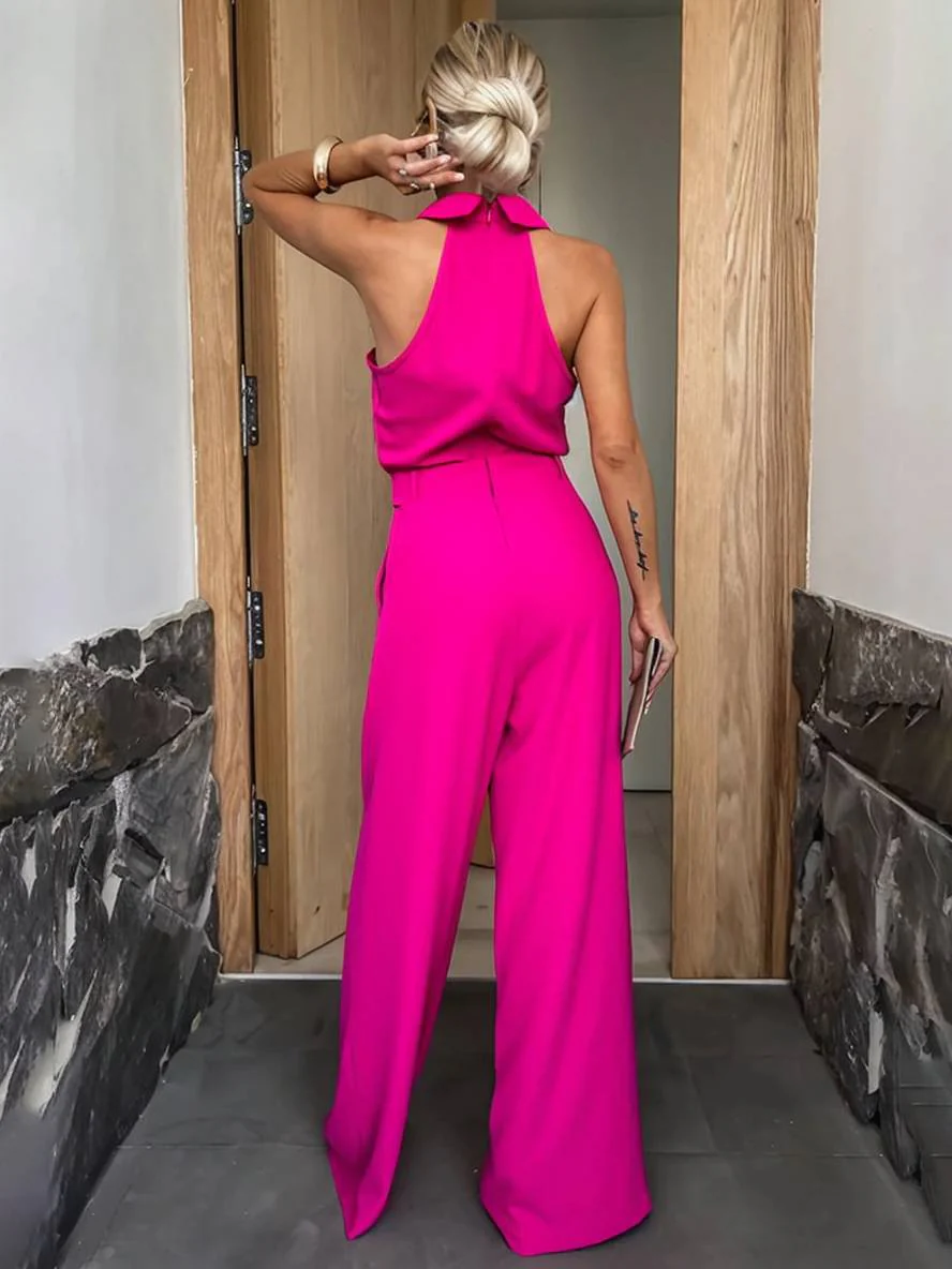 Aliya Women's Jumpsuit – Loose Sleeveless Jumpsuit with Shirt Collar, Cutouts & Pockets - Image 13