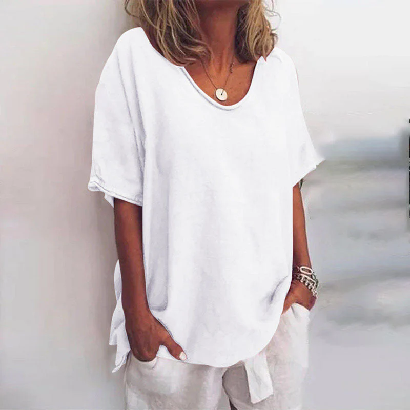 Ana Blouse Femme Classique – Loose Fit Blouse with Short Sleeves for a Casual Look - Image 3