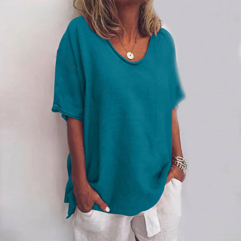 Ana Blouse Femme Classique – Loose Fit Blouse with Short Sleeves for a Casual Look - Image 5