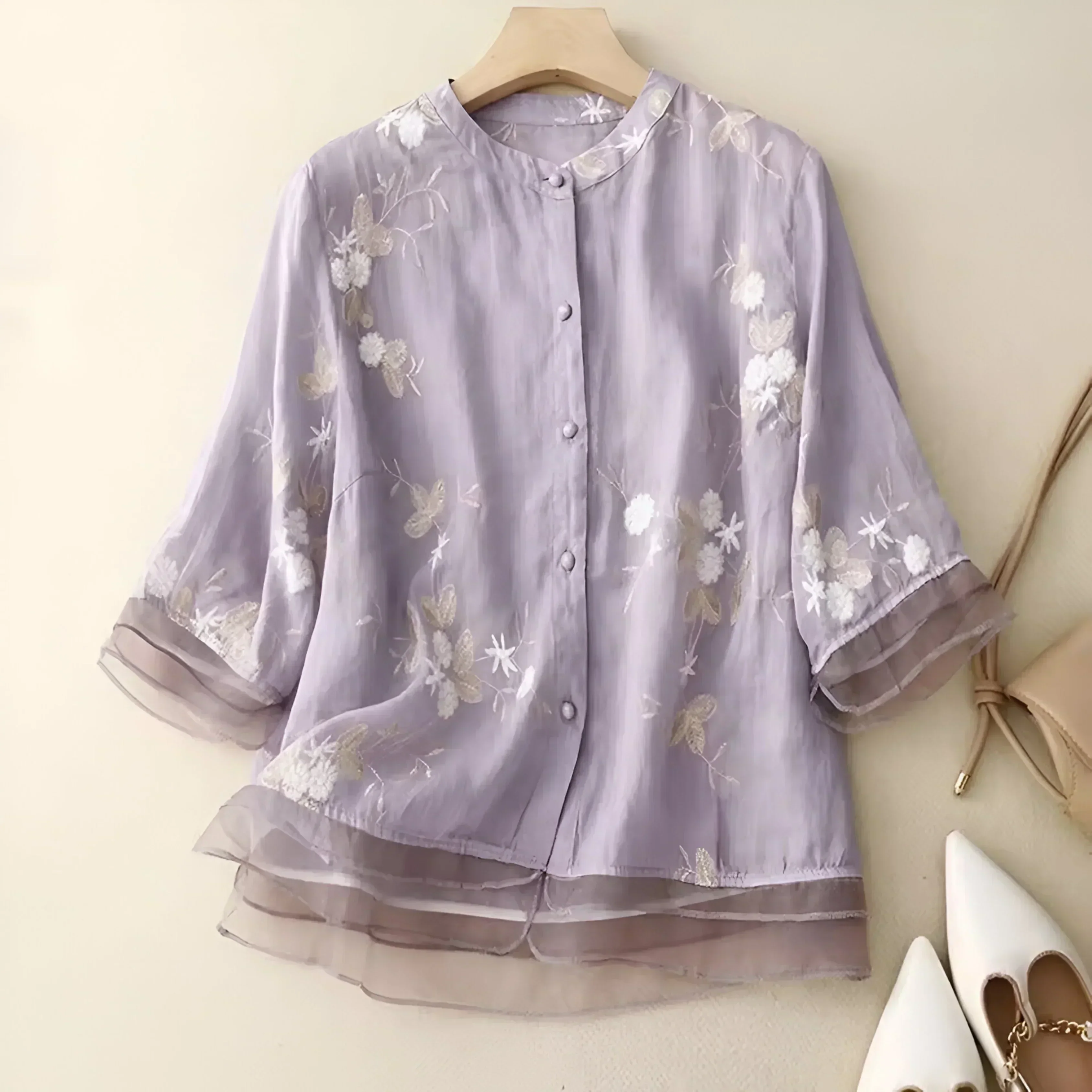 Emily Blouse Femme – Elegant Floral Blouse in Airy Fabric with Classic Cut - Image 3