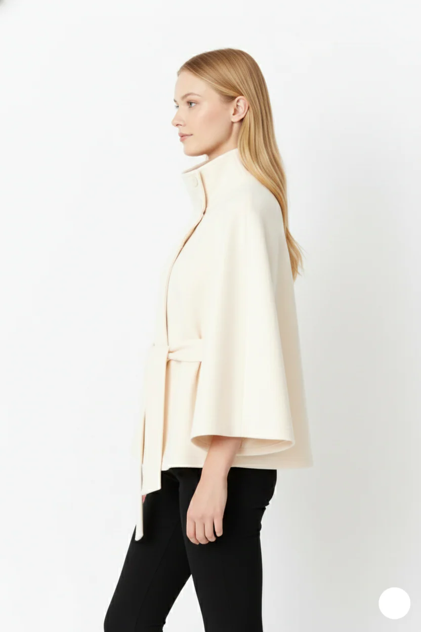 Ivanna Damen Wollmantel – Eleganter Stehkragen mit Abnehmbarem Gürtel & Lässigem Schnitt - Image 12