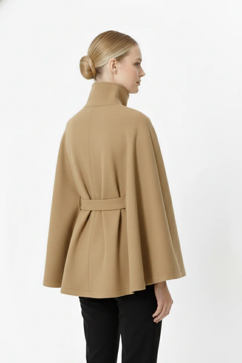 Ivanna Damen Wollmantel – Eleganter Stehkragen mit Abnehmbarem Gürtel & Lässigem Schnitt - Image 13