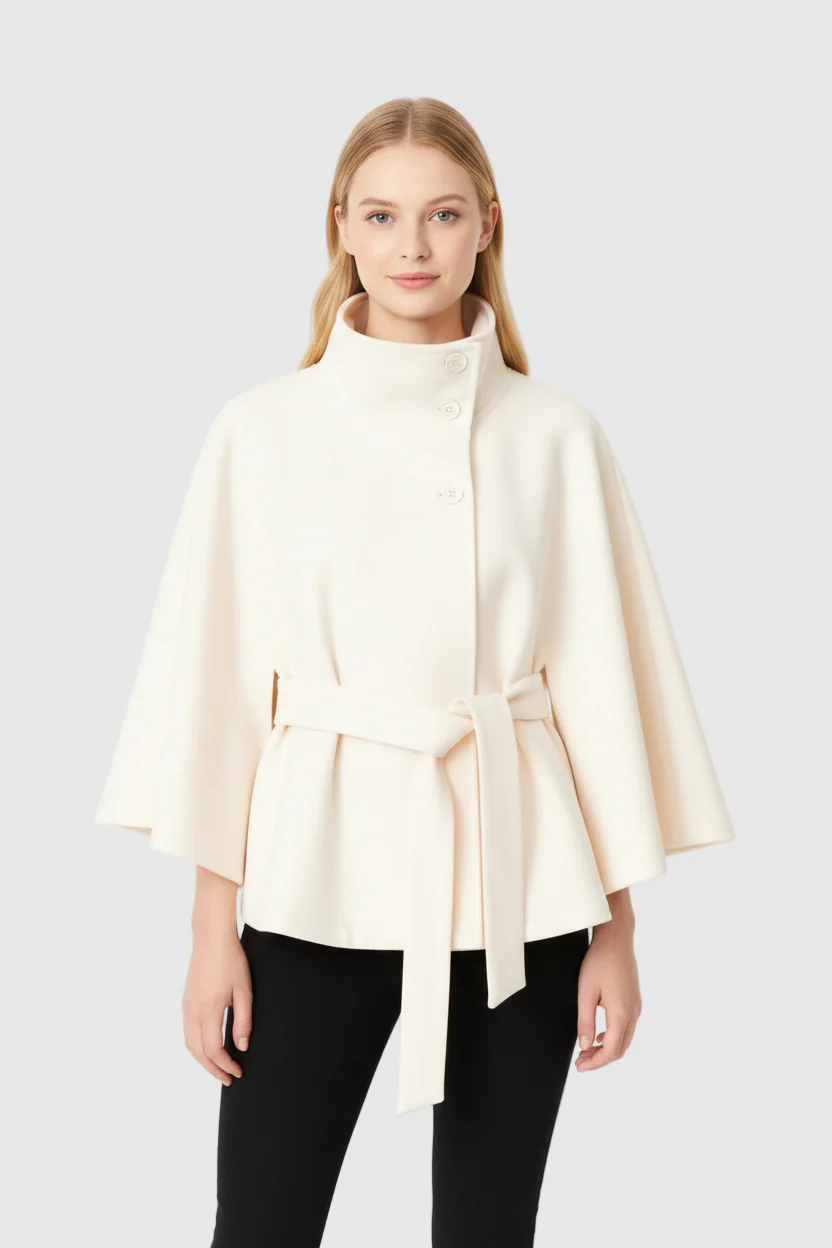 Ivanna Damen Wollmantel – Eleganter Stehkragen mit Abnehmbarem Gürtel & Lässigem Schnitt - Image 5