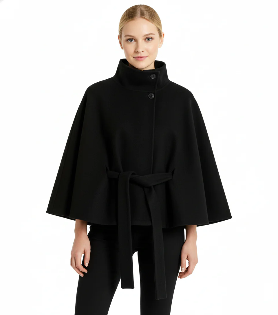 Ivanna Damen Wollmantel – Eleganter Stehkragen mit Abnehmbarem Gürtel & Lässigem Schnitt - Image 6