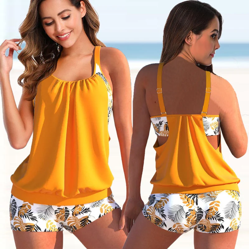 Liana Ensemble Tankini Woman – Floral Top & Leopard Bottom, Comfort and Summer Style - Image 4