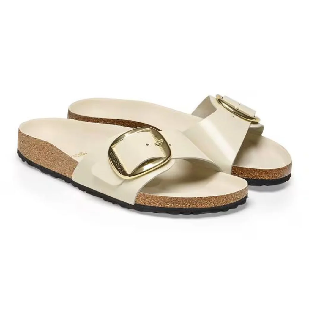 Madrid Big Buckle Damen Sandale aus Lackleder | Edle Designer Pantolette mit Korkfußbett - Image 15