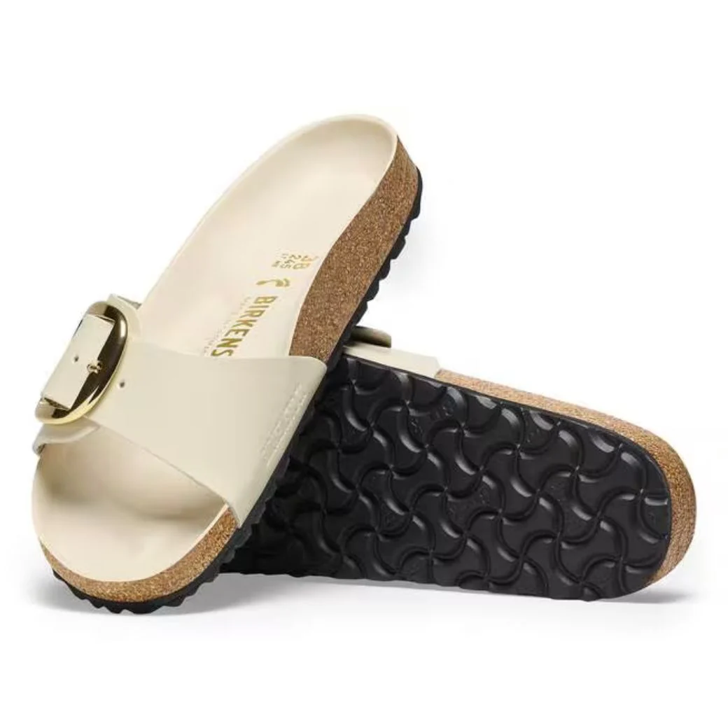 Madrid Big Buckle Damen Sandale aus Lackleder | Edle Designer Pantolette mit Korkfußbett - Image 17