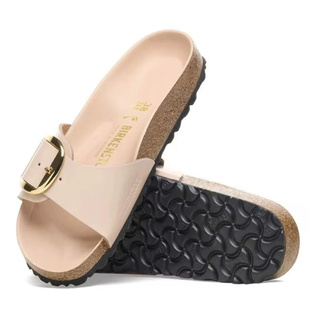 Madrid Big Buckle Damen Sandale aus Lackleder | Edle Designer Pantolette mit Korkfußbett - Image 24