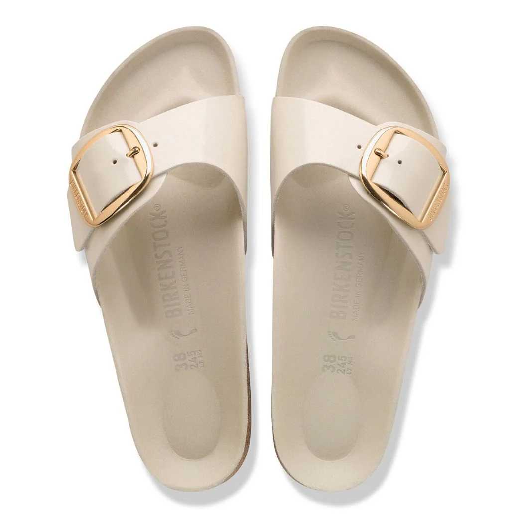 Madrid Big Buckle Damen Sandale aus Lackleder | Edle Designer Pantolette mit Korkfußbett - Image 33