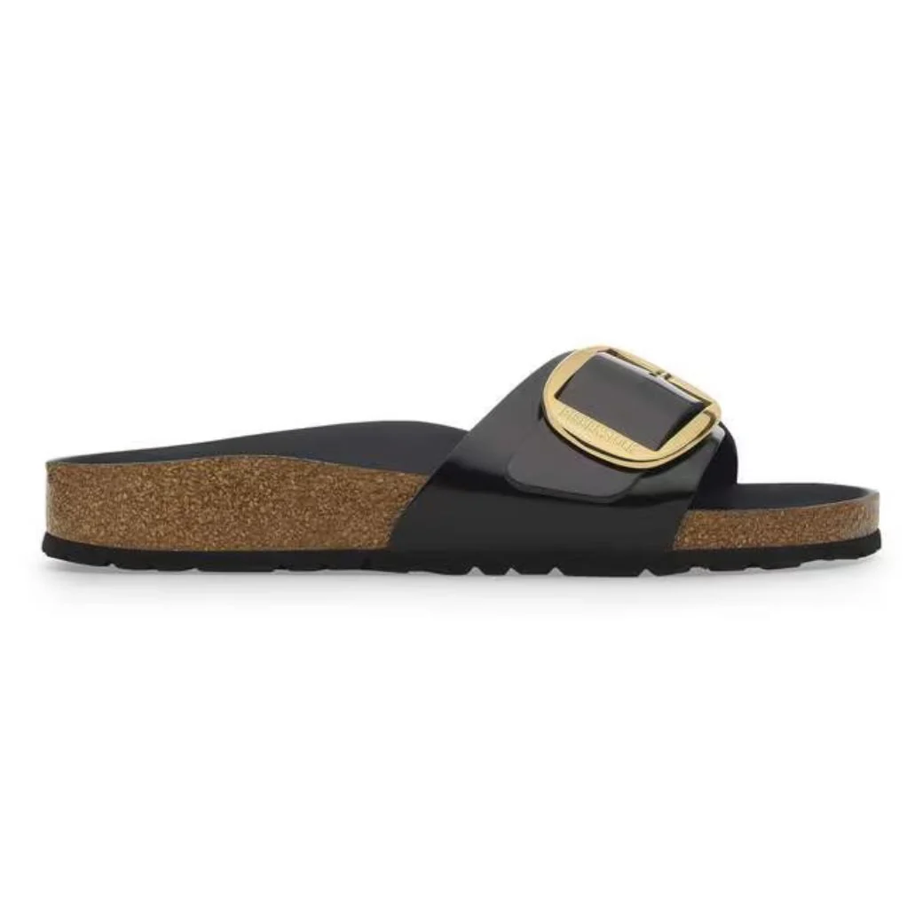 Madrid Big Buckle Damen Sandale aus Lackleder | Edle Designer Pantolette mit Korkfußbett - Image 4