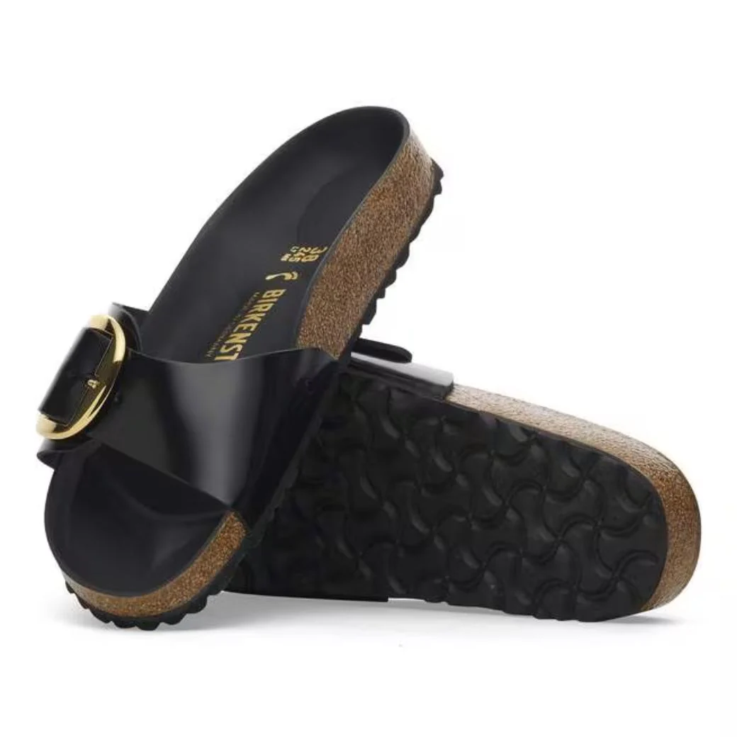 Madrid Big Buckle Damen Sandale aus Lackleder | Edle Designer Pantolette mit Korkfußbett - Image 6