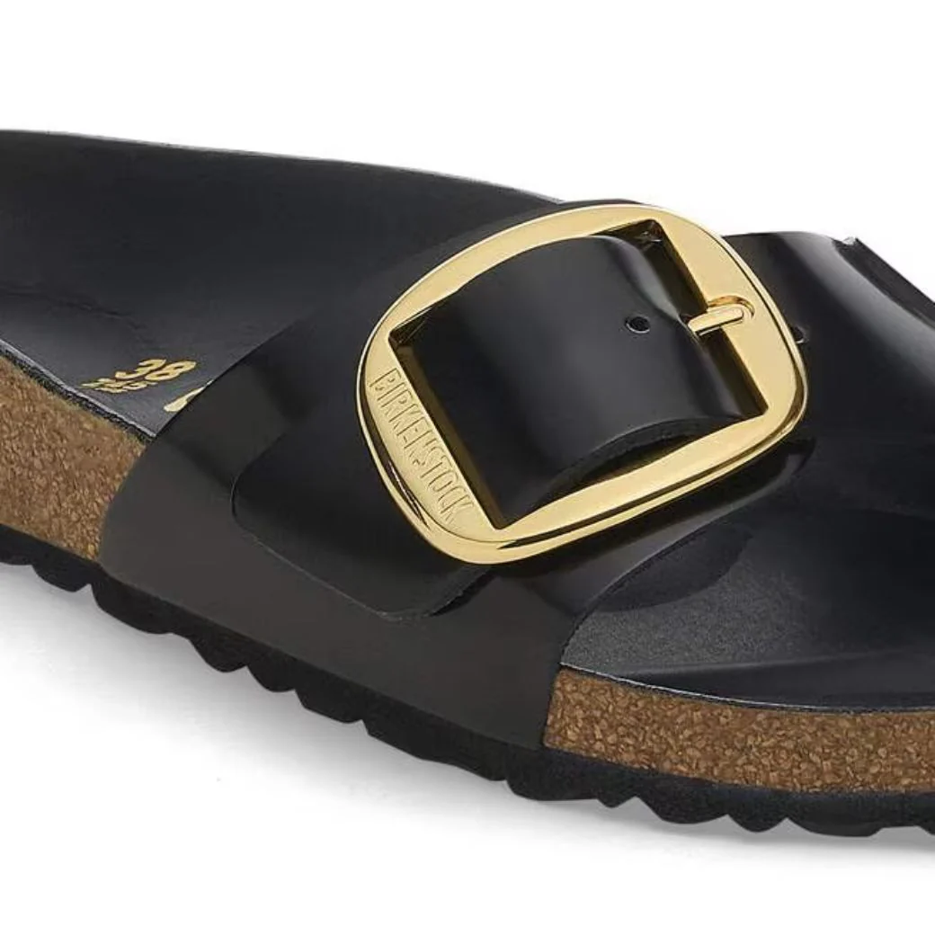 Madrid Big Buckle Damen Sandale aus Lackleder | Edle Designer Pantolette mit Korkfußbett - Image 7
