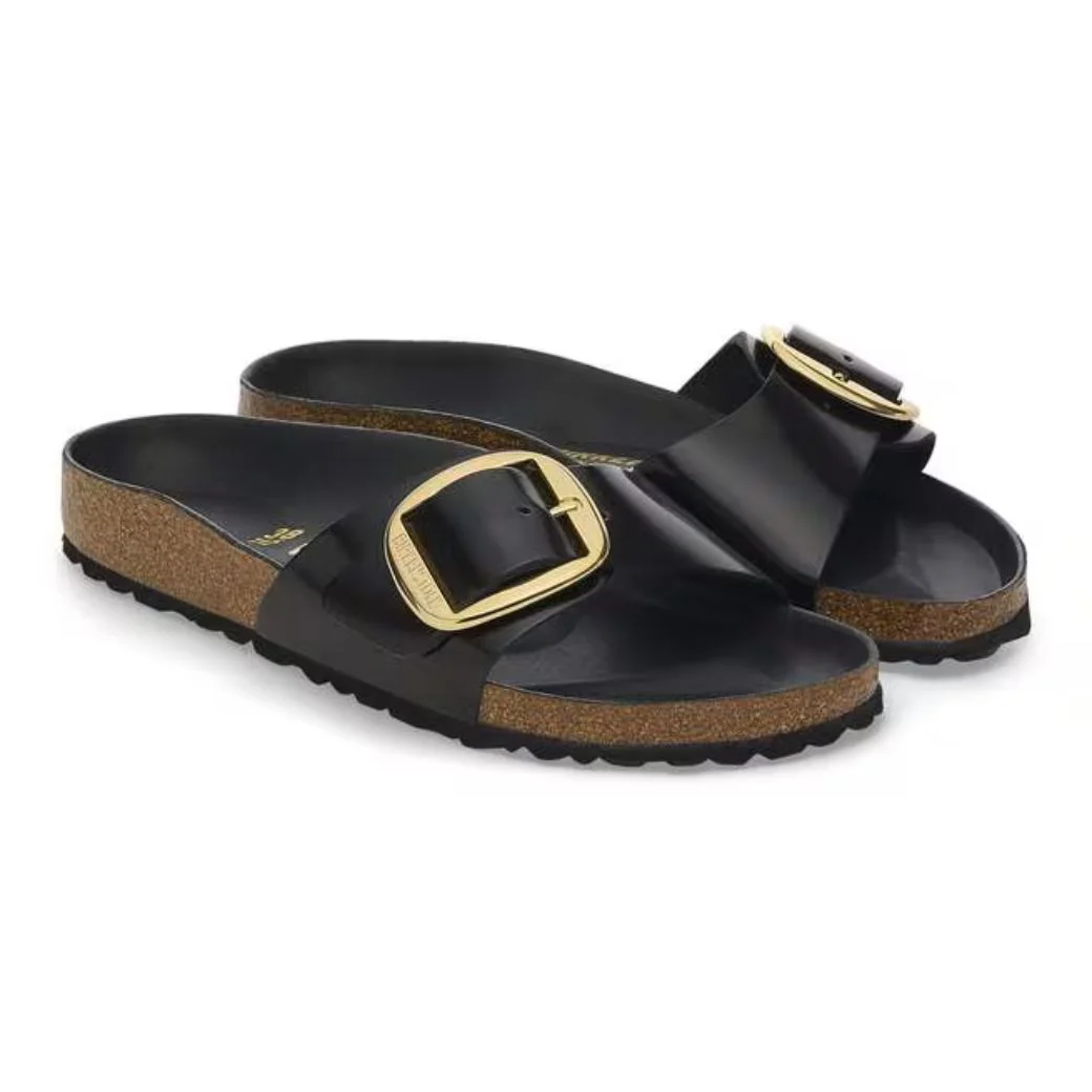 Madrid Big Buckle Damen Sandale aus Lackleder | Edle Designer Pantolette mit Korkfußbett - Image 8