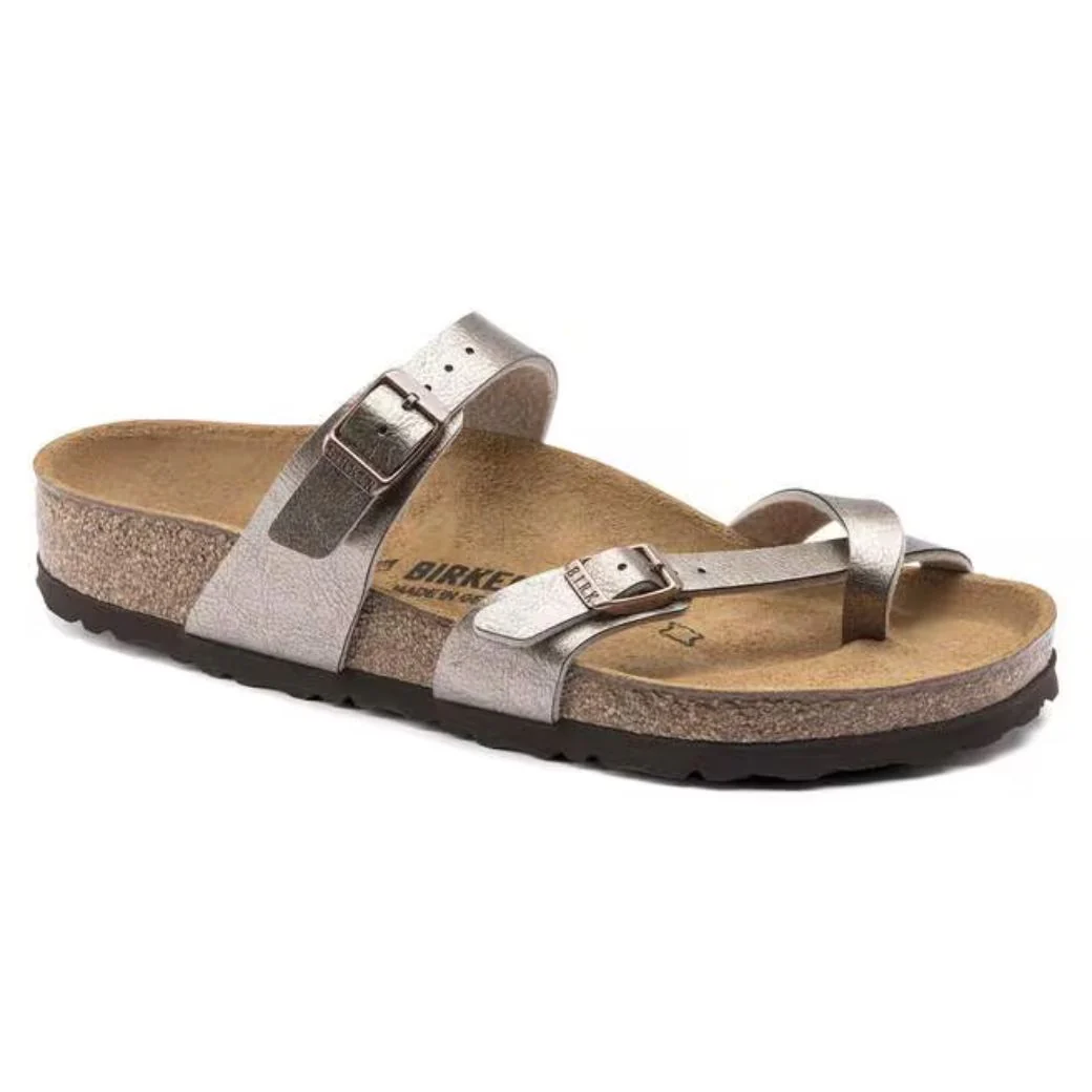 Mayari Damen Sandalen Birko-Flor | Bequeme Zehensteg Sandalen mit Korkfußbett