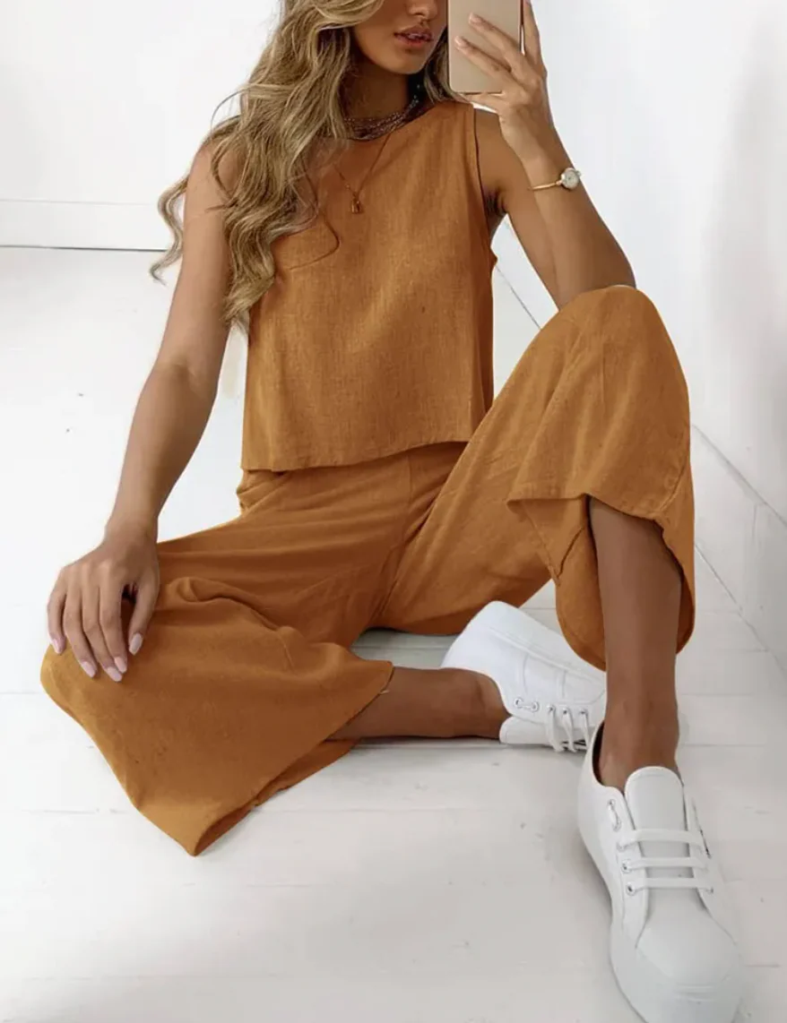Molly Damen Sommer Set – 2-Teiliges Outfit mit Lässigem Oberteil und Fließender Hose - Image 4