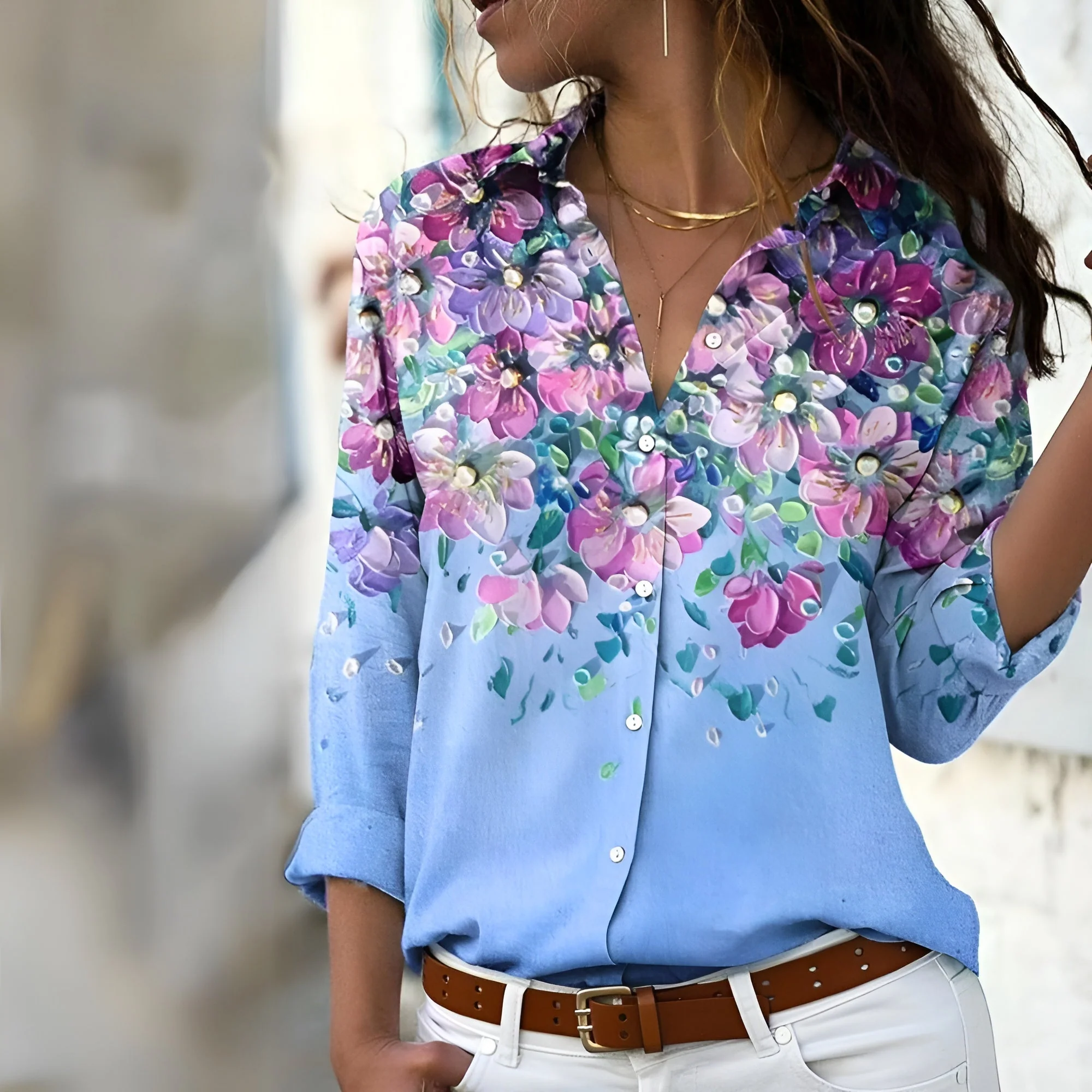 Norina Blouse Femme – Lightweight Blouse with Trendy Print, Loose Fit & Soft Fabric - Image 3