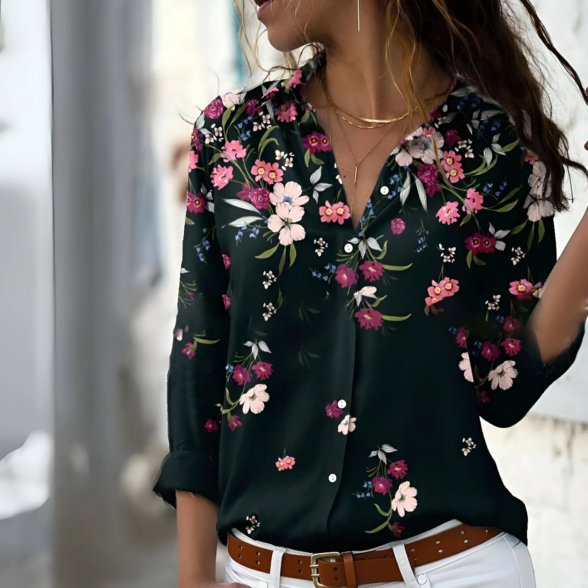 Norina Blouse Femme – Lightweight Blouse with Trendy Print, Loose Fit & Soft Fabric - Image 4