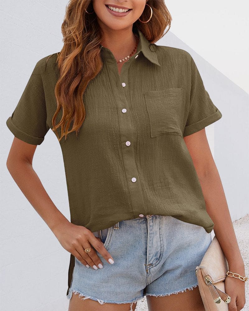 Odette Blouse Woman Chic – Elegant Top with Short Sleeves and Modern Cut - Image 2