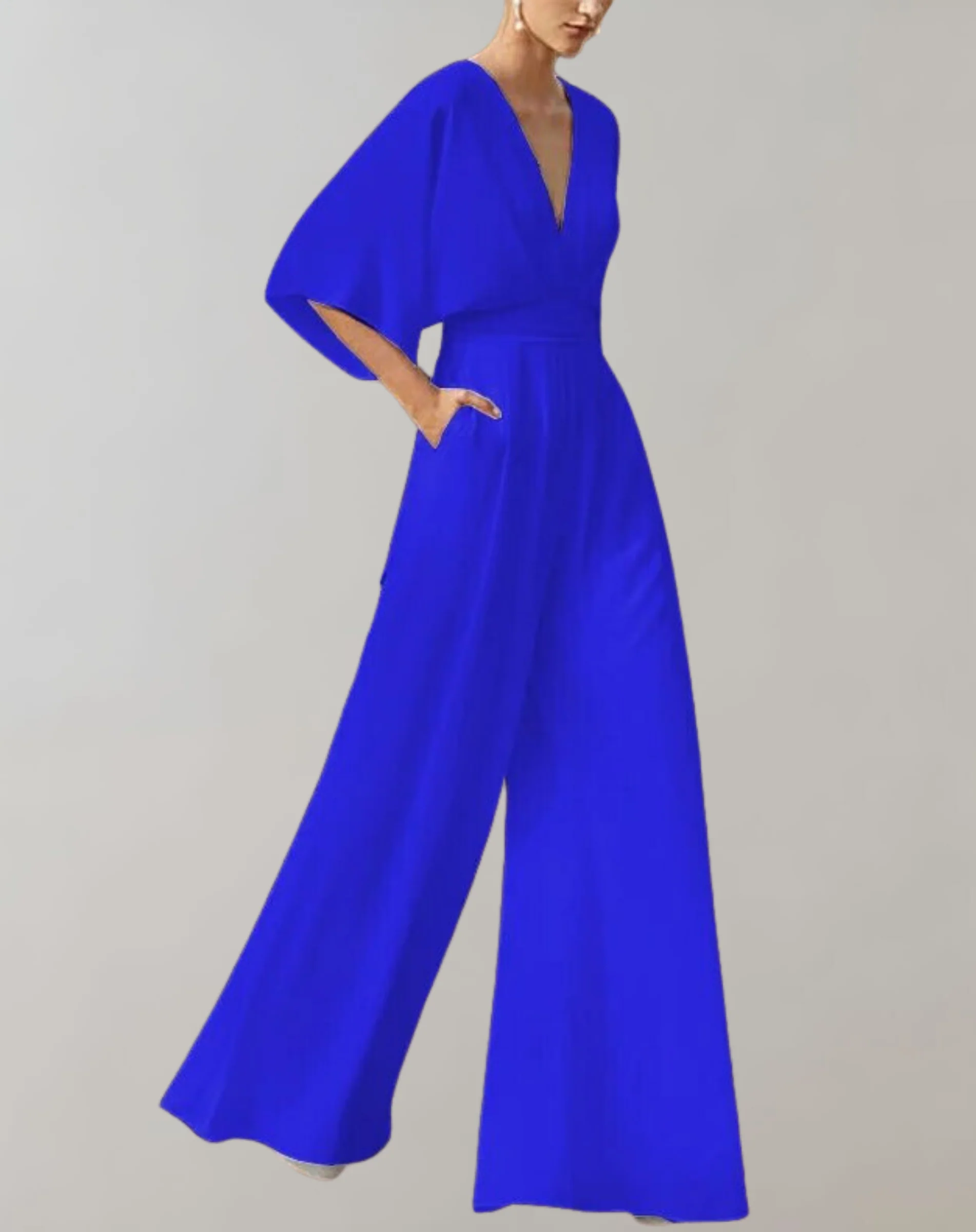Suzette Women's Jumpsuit – Elegant Jumpsuit with Deep V-Neck & Wide Legs for a Refined Look - Image 3