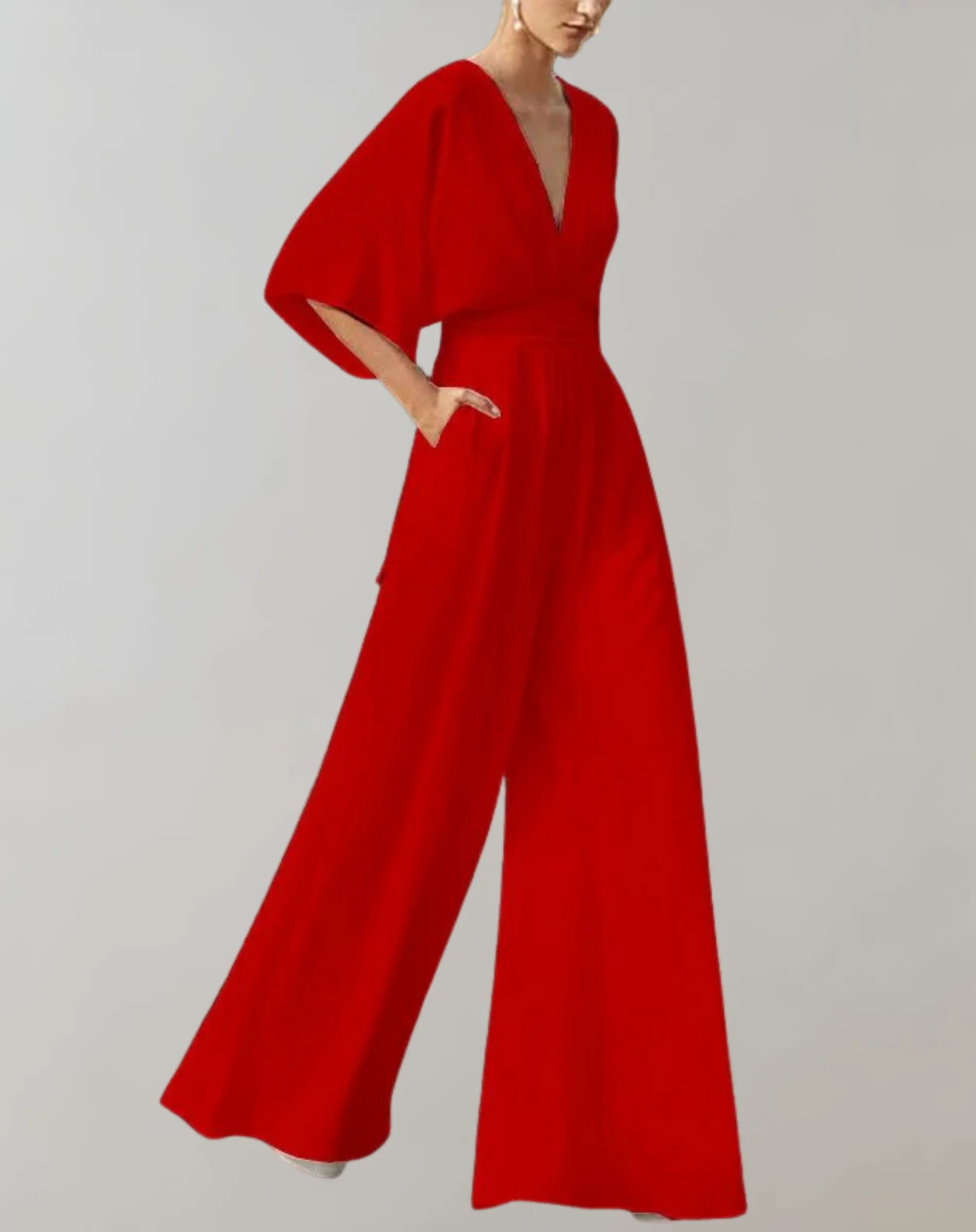 Suzette Women's Jumpsuit – Elegant Jumpsuit with Deep V-Neck & Wide Legs for a Refined Look - Image 5