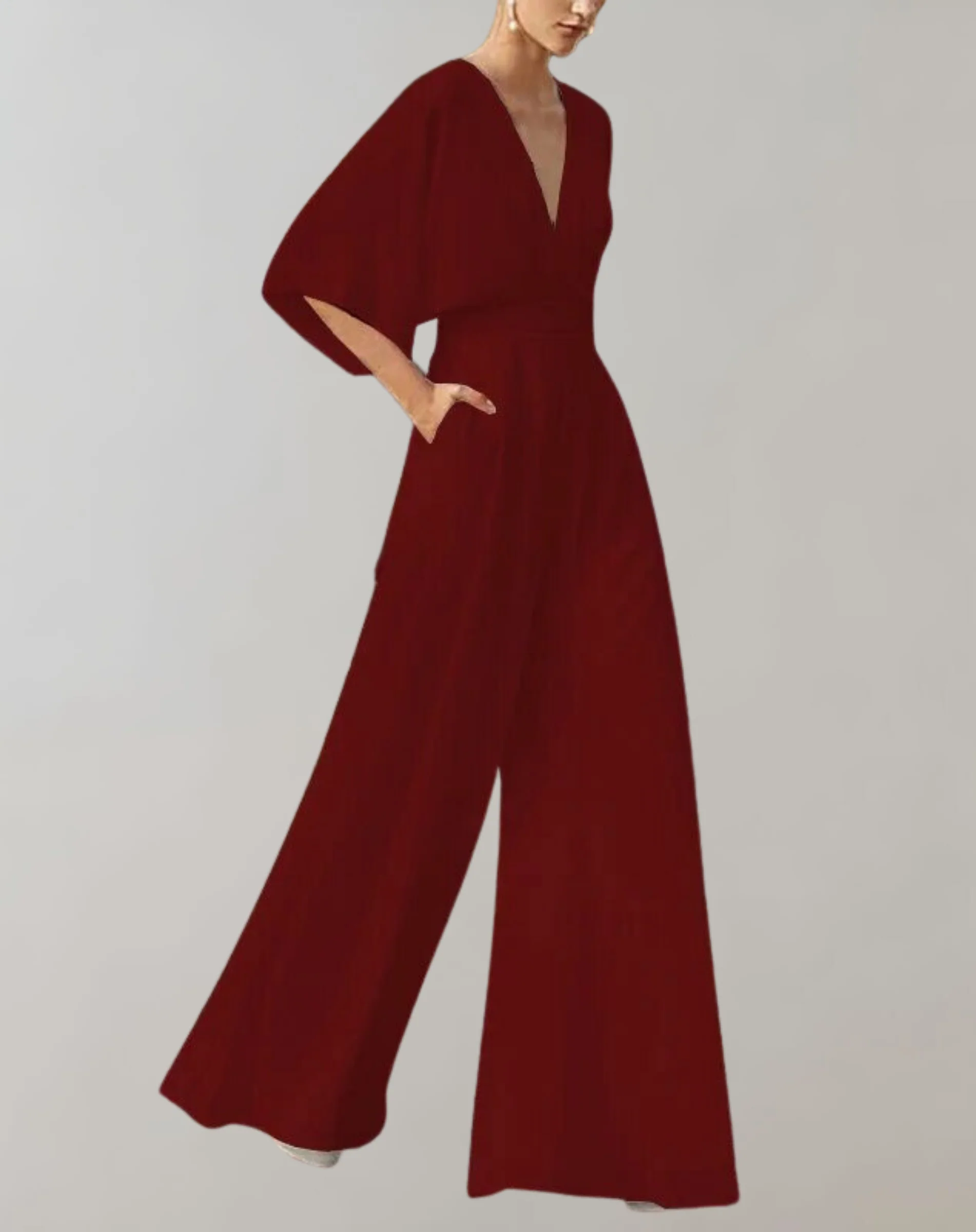 Suzette Women's Jumpsuit – Elegant Jumpsuit with Deep V-Neck & Wide Legs for a Refined Look - Image 6