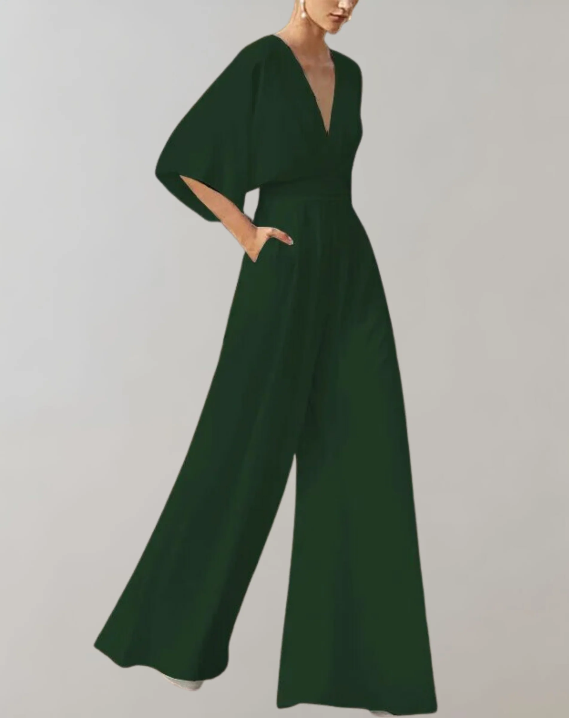 Suzette Women's Jumpsuit – Elegant Jumpsuit with Deep V-Neck & Wide Legs for a Refined Look - Image 8