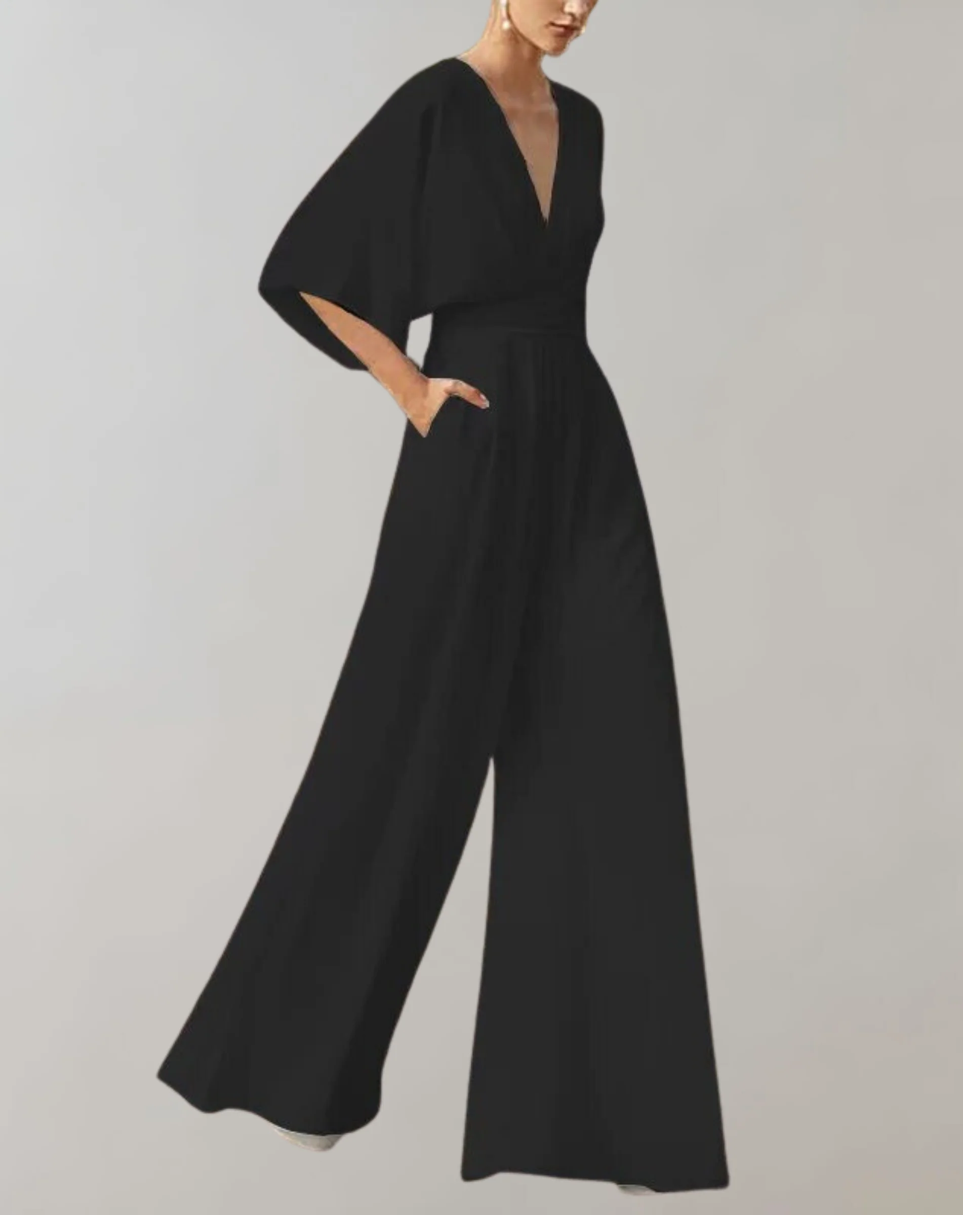 Suzette Women's Jumpsuit – Elegant Jumpsuit with Deep V-Neck & Wide Legs for a Refined Look - Image 9