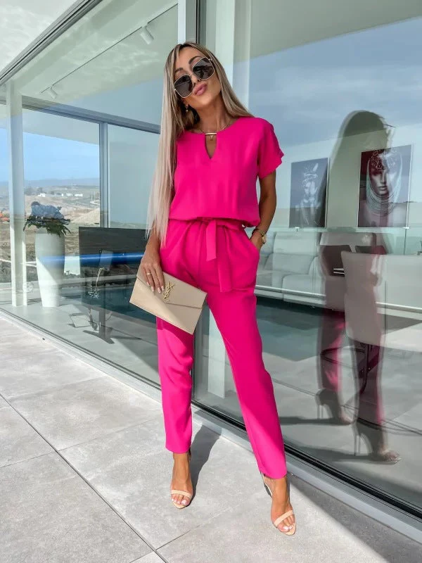 Tessa Elegant Women's Jumpsuit – Chic Short Sleeve Outfit for Summer & Casual Occasions - Image 3