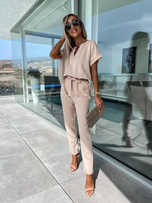 Tessa Elegant Women's Jumpsuit – Chic Short Sleeve Outfit for Summer & Casual Occasions - Image 4