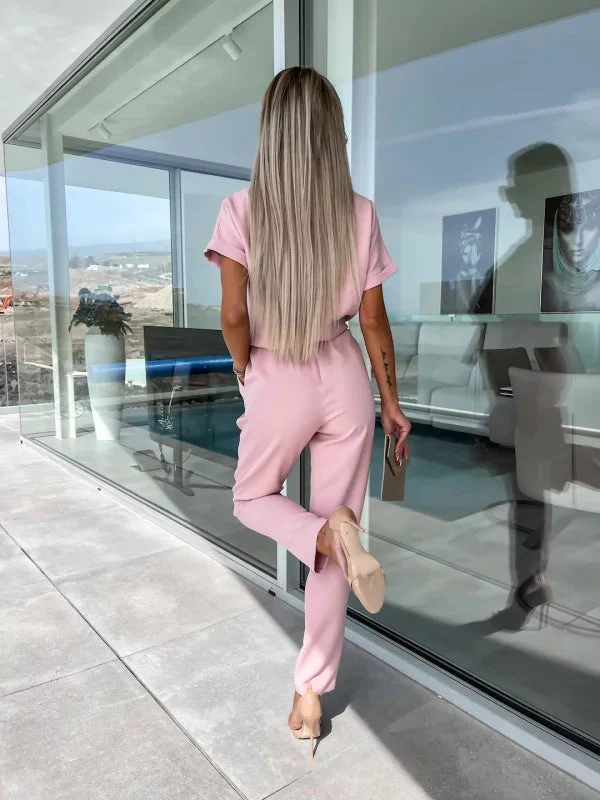 Tessa Elegant Women's Jumpsuit – Chic Short Sleeve Outfit for Summer & Casual Occasions - Image 6
