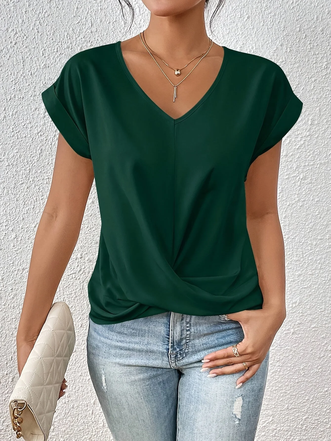 Yasmine Top Woman – V-neck with Knot Detail, Elegant Draped & Comfortable Fit - Image 6